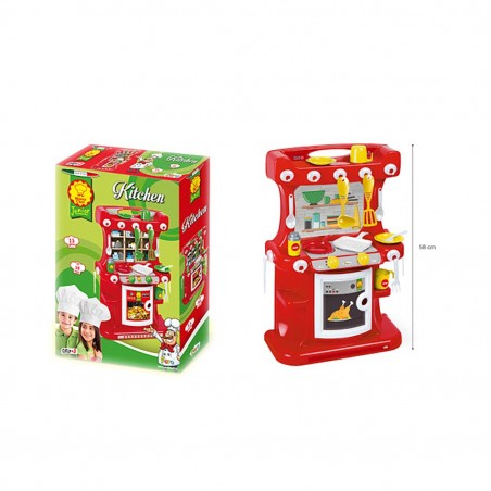 415405 Cocina infantil Mister Chef Kitchen roja 58hcm 15 Pzs Juguetes Junior
