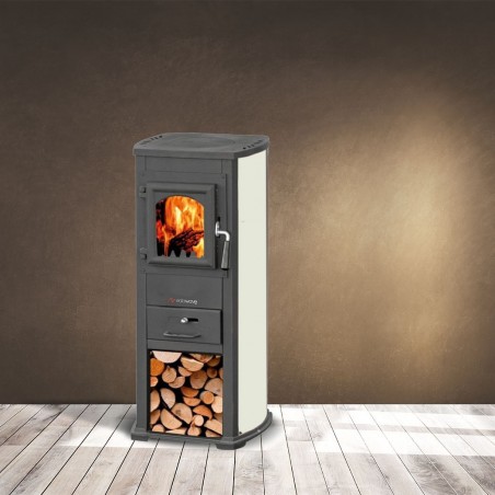 Estufa de leña EASY LUX 7 KW con compartimento para la leña 40X46X90hcm Chimenea