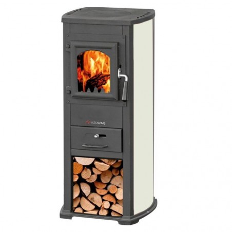 Estufa de leña EASY LUX 7 KW con compartimento para la leña 40X46X90hcm Chimenea