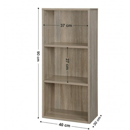 Librería de madera con 3 estantes PRONTO 89 30x40xH90 cm salón o dormitorio