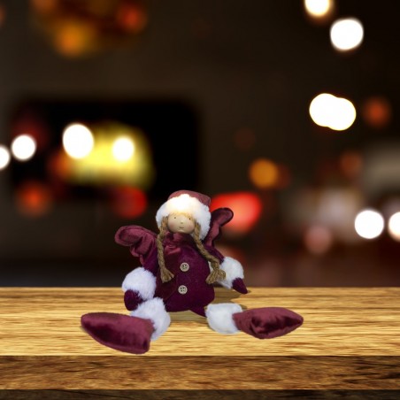 305097 Hada roja sentada decoración para Navidad con luz 25x12x8 cm