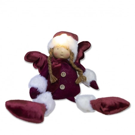 305097 Hada roja sentada decoración para Navidad con luz 25x12x8 cm