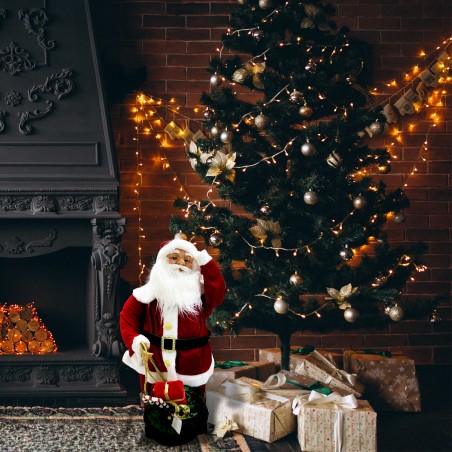 900652 Papá Noel rojo con saco para decoración 80cm música luces movimiento