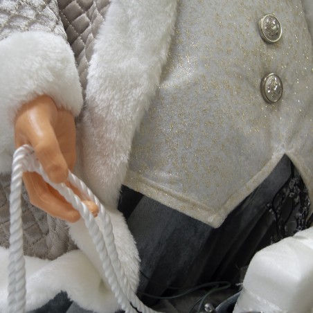 90088 Papá Noel color champagne para decoración 80cm música luces movimiento