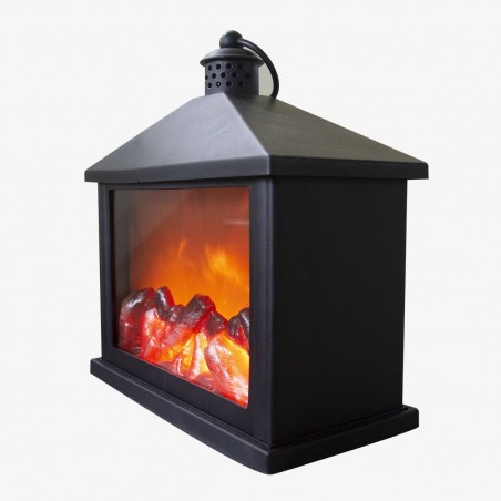 994852 Farol con fuego falso 20x9x20h chimenea LED color negro