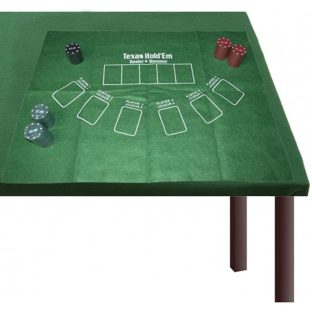 Juego Poker con estuche de viaje 150 fichas 1 baraja de cartas y alfombra CASINO