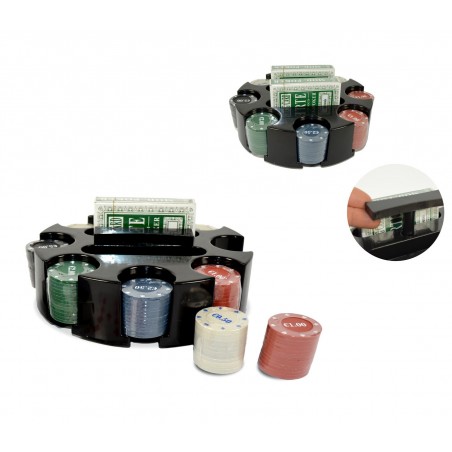 027035 Set juego de poker CIGIOKI 2 barajas de cartas y 96 fichas con caja