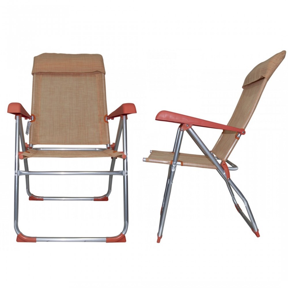 379530 Pack 2 sillas reclinables en 8 posiciones tubo de aluminio 22mm Naranja