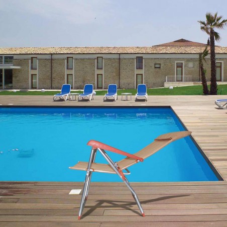 379530 Pack 2 sillas reclinables en 8 posiciones tubo de aluminio 22mm Naranja