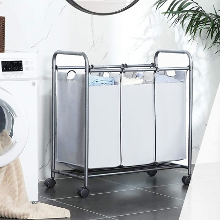 Carro para objetos y ropa con ruedas extraíbles y 3 bolsas - Cestas para la ropa