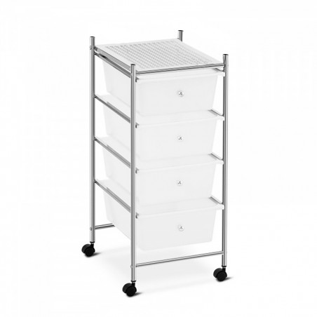 Carro multifuncional objetos del hogar o esteticista 4 cajones blanco y ruedas