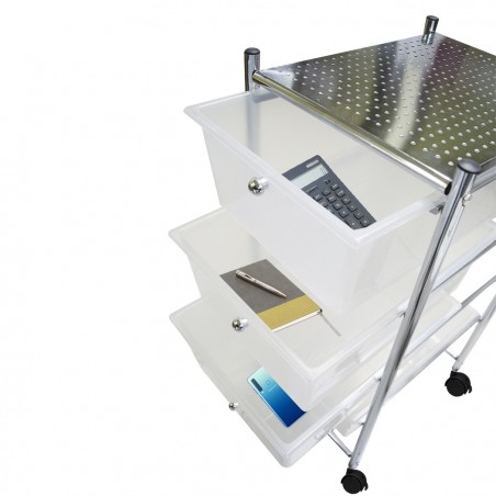 Carro multifuncional objetos del hogar o esteticista 4 cajones blanco y ruedas