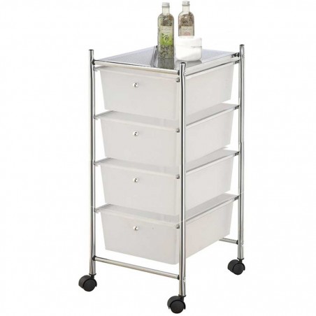 Carro multifuncional objetos del hogar o esteticista 4 cajones blanco y ruedas