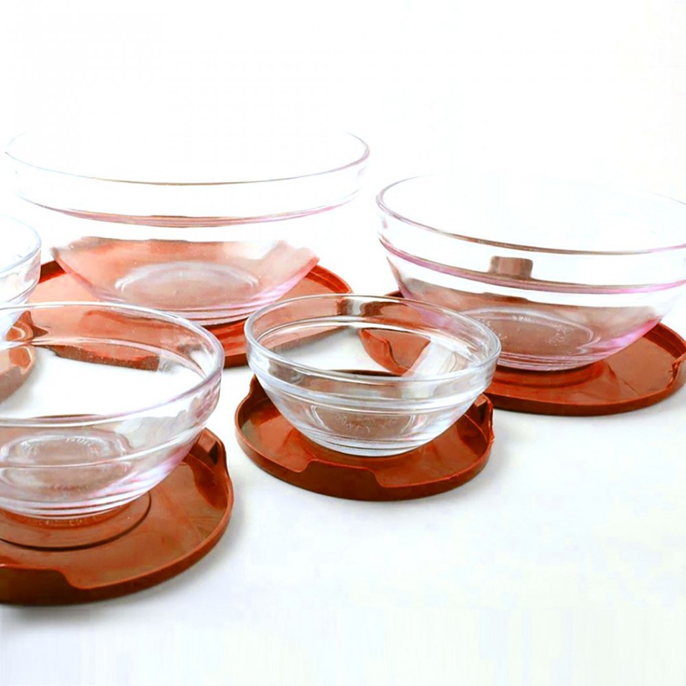 Set 5 recipientes de vidrio cuencos apilables para microondas - Rojo
