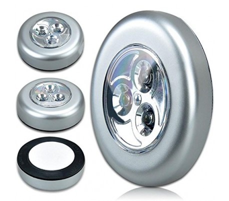 Set 3 bombillas adhesivas sin cable PUSH - Luz portátil de emergencia para el coche