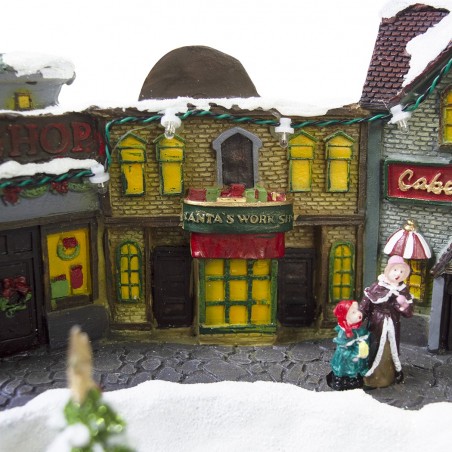 361001 Decoración de pueblo navideño movimiento luces y música 37x27x21 cm