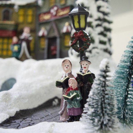 361001 Decoración de pueblo navideño movimiento luces y música 37x27x21 cm