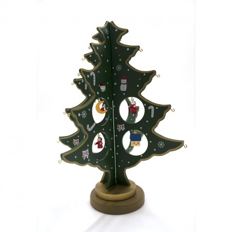 743535 Árbol de Navidad 29 cm Decoración navideña 20 accesorios y base de madera