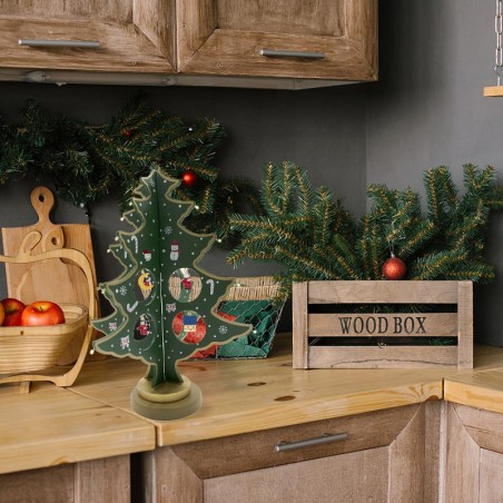 743535 Árbol de Navidad 29 cm Decoración navideña 20 accesorios y base de madera
