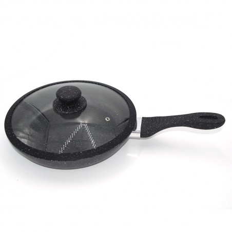 120001 Set 3 sartenes y 3 tapas DGBAVARIA Piedra de inducción NEGRA 20-24-28cm