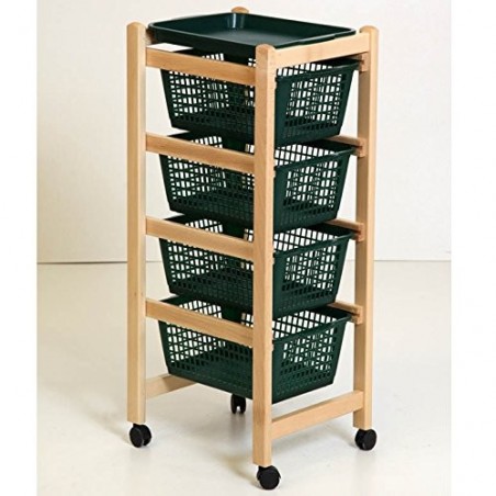 922-152 Carro de cocina bandejas extraíbles 4 cestas y 4 ruedas 36x30xh82 cm