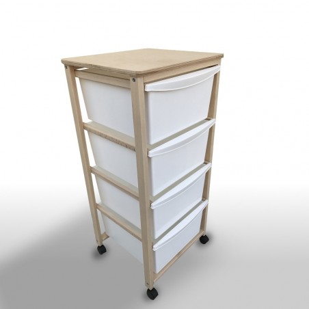 992-993 Cajonera de madera ahorra espacio con 4 cajones 1 balda 36x38x82h cm