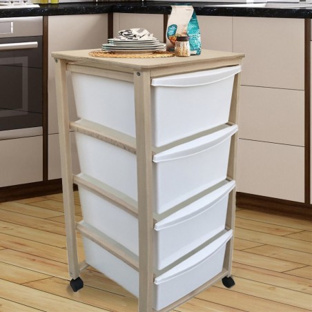 992-993 Cajonera de madera ahorra espacio con 4 cajones 1 balda 36x38x82h cm