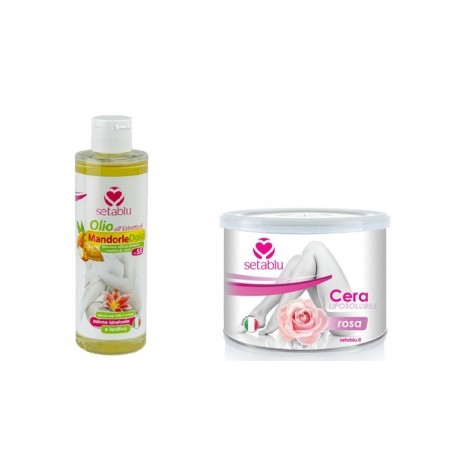 Kit depilación para piel Sensible SETABLU aceite de Almendras Espátulas y bandas