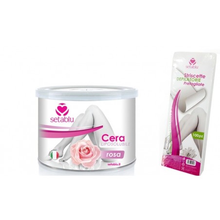 Kit depilación para piel Sensible SETABLU aceite de Almendras Espátulas y bandas