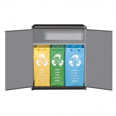 Art. 9238 Mueble para cubos de reciclaje 2 puertas 68x39x85cm mueble de plástico
