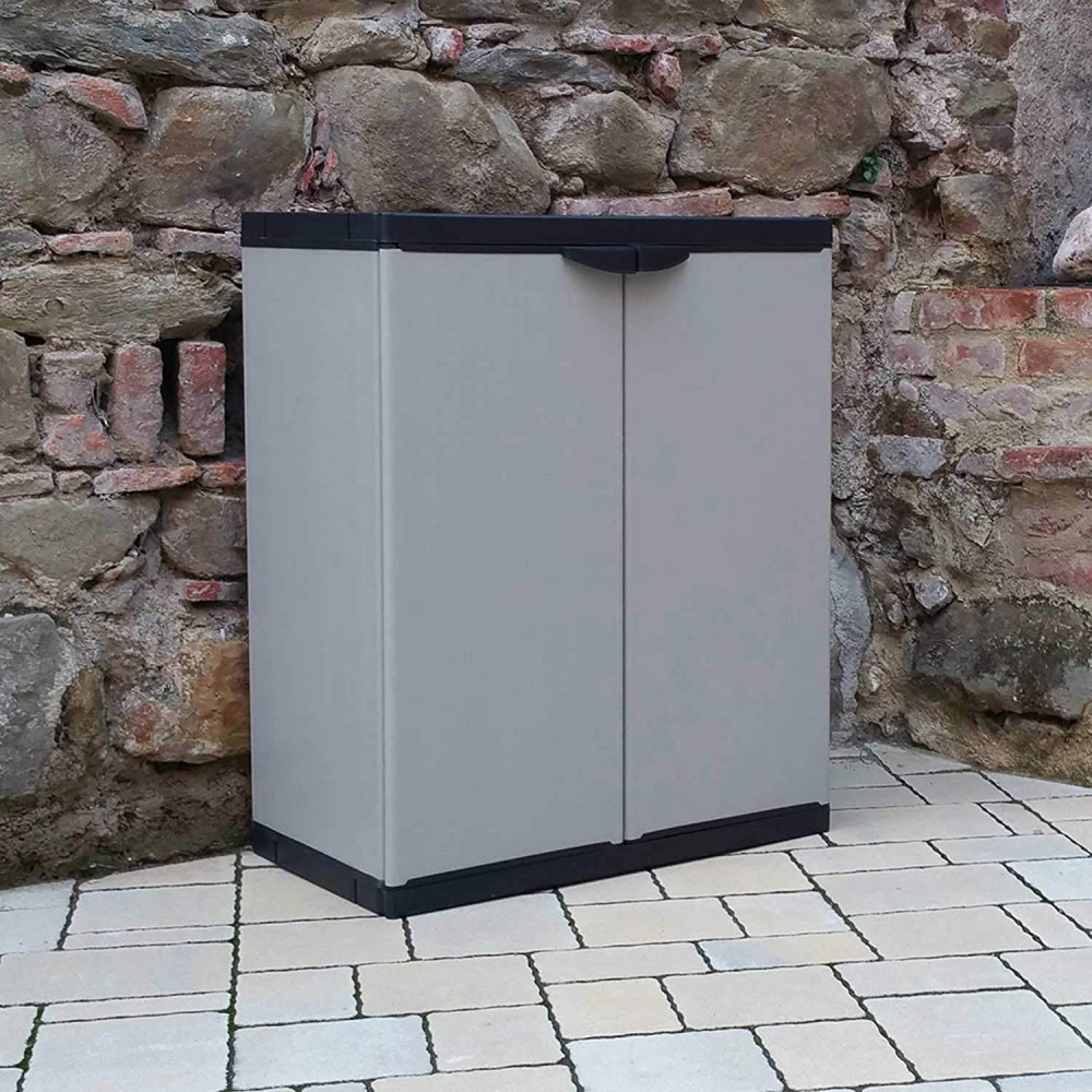 Art. 9235 Armario bajo 2 puertas 2 estantes 68x39,5x85cm en plástico rígido