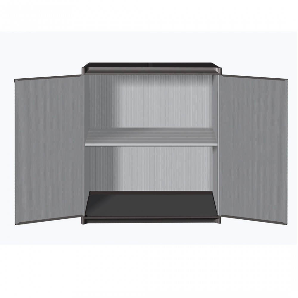 Art. 9235 Armario bajo 2 puertas 2 estantes 68x39,5x85cm en plástico rígido