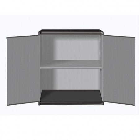 Art. 9235 Armario bajo 2 puertas 2 estantes 68x39,5x85cm en plástico rígido