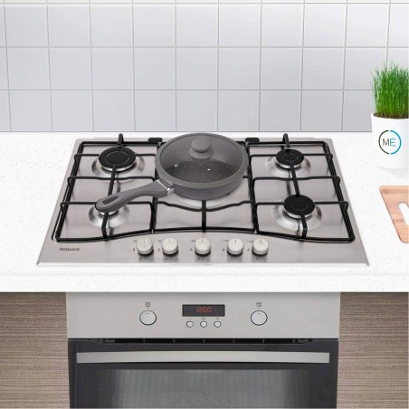 255003 Set de 3 Sartenes con tapas DGBavaria 6Pz 20-24-28 en piedra de inducción