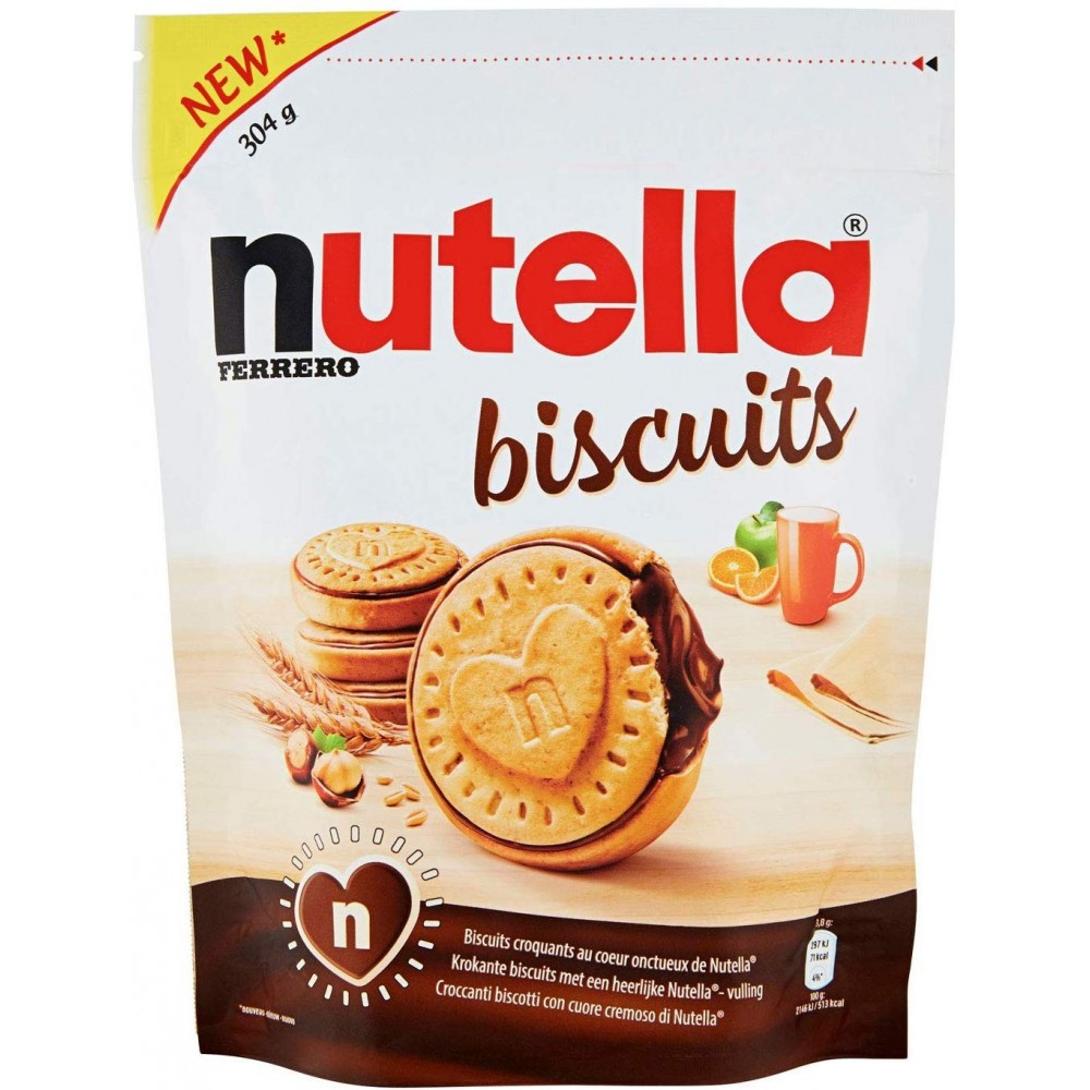 Pack 3x Ferrero Nutella Biscuits Galletas crujientes con Nutella corazón 304g