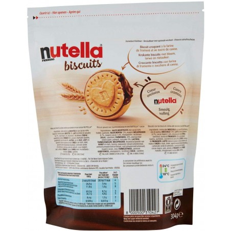 Pack 3x Ferrero Nutella Biscuits Galletas crujientes con Nutella corazón 304g