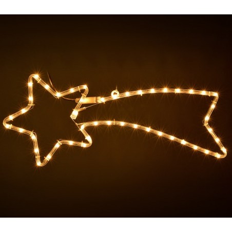 75181 Estrella fugaz de navidad con luces efecto cálido y marco metálico 65x30cm