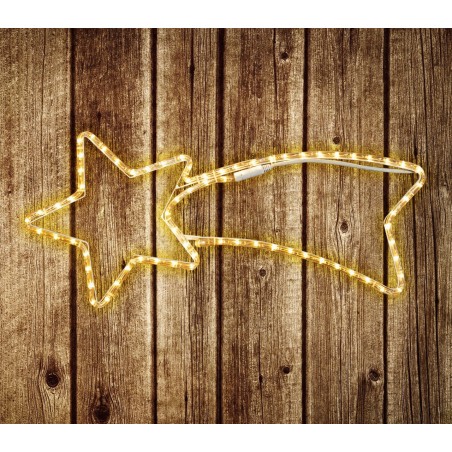 75181 Estrella fugaz de navidad con luces efecto cálido y marco metálico 65x30cm