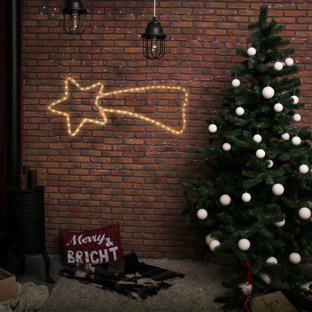 75181 Estrella fugaz de navidad con luces efecto cálido y marco metálico 65x30cm