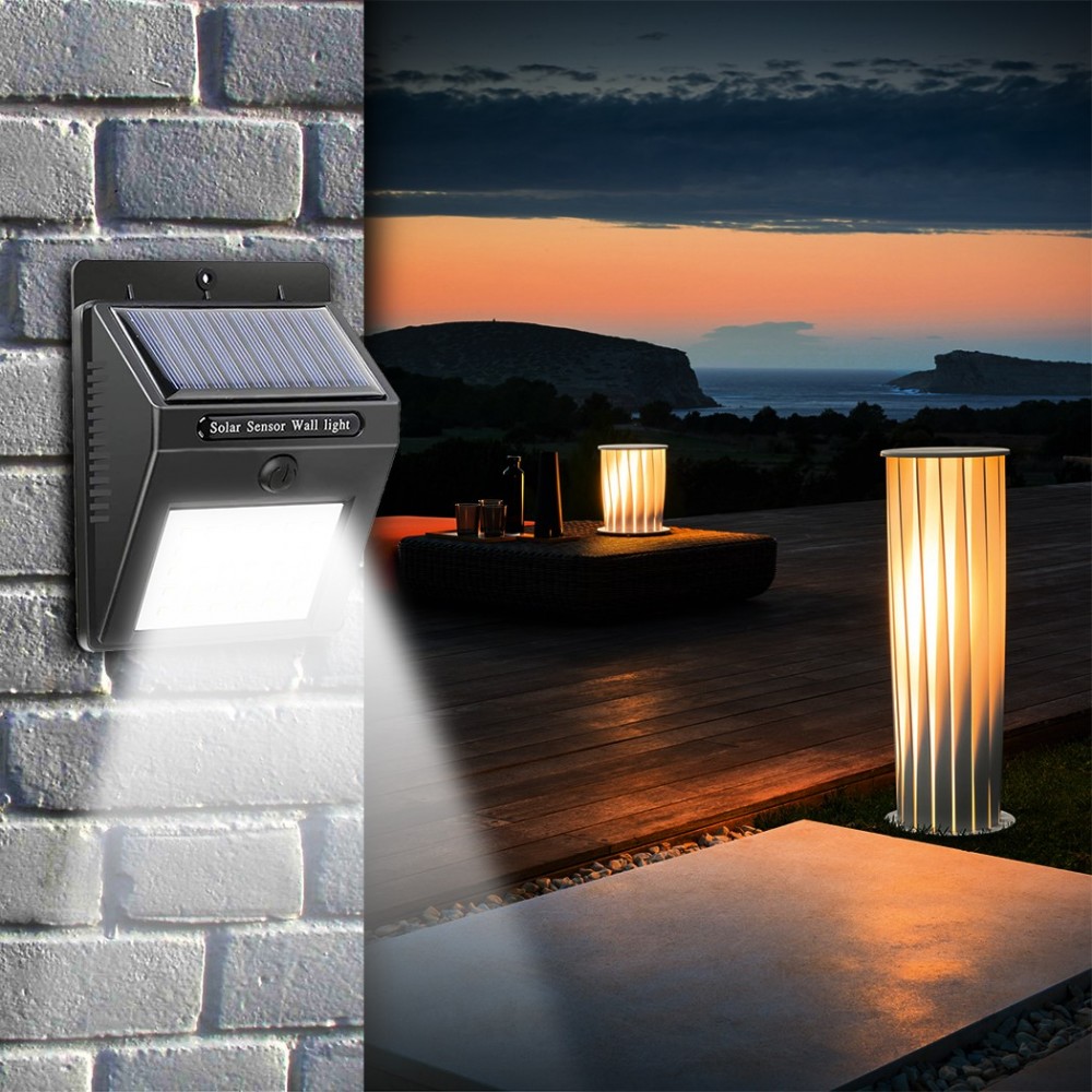 Foco de pared con carga solar y sensor de...