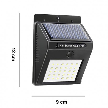 Foco de pared con carga solar y sensor de movimiento SMD 20 LED 1200mAH