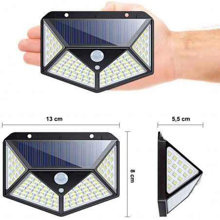 641006 Lámpara de carga solar sensor de movimiento 100 LED ángulo de luz 270 °