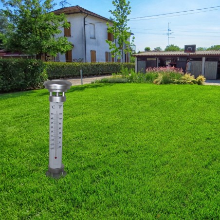 896403 Termómetro con luz led para suelo con panel solar y crepuscular