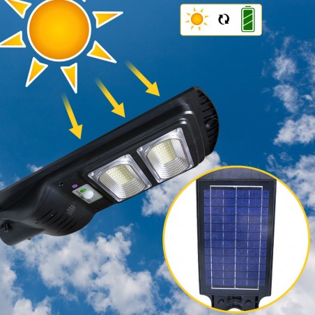 806001 Farola de carga solar mando a distancia y sensor de movimiento 60W 96 Led