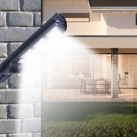 809002 Farola de carga solar mando a distancia y sensor crepuscular 90W 144LED