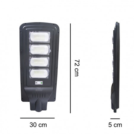 000107 Farola de carga solar mando a distancia y sensor de movimiento 20W 192LED