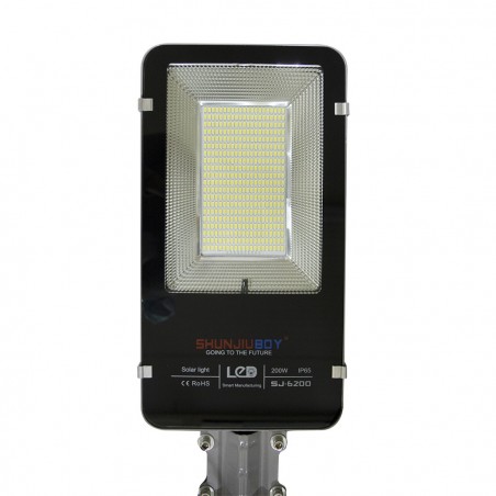 062004 Farola led de 200W con soporte y panel solar crepuscular