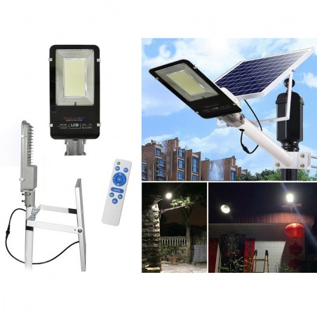 062004 Farola led de 200W con soporte y panel solar crepuscular