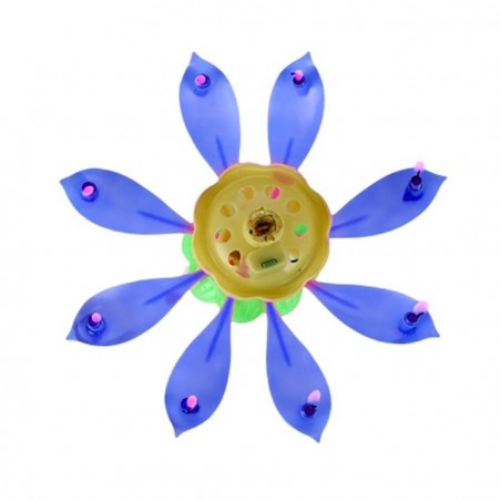 456910 Pack 2 velas musicales forma de Flor efectos de sonido y giratoria AZUL