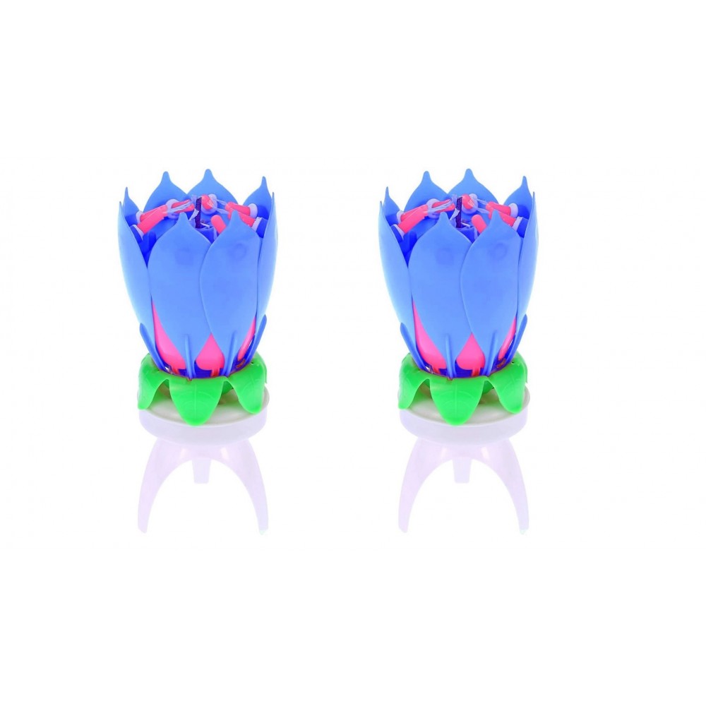 456910 Pack 2 velas musicales forma de Flor efectos de sonido y giratoria AZUL